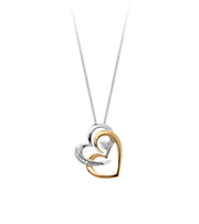 Two Hearts Together 0.04ctw Diamond 2tone Necklace