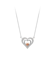 Beaded 0.03ctw Diamond Triple Hearts 2-tone Necklace