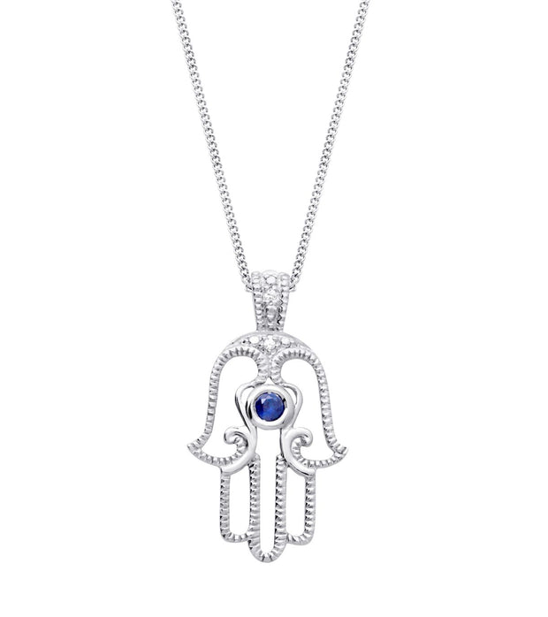 10k White Gold Simplify Elegant Sapphire Ladies Necklace