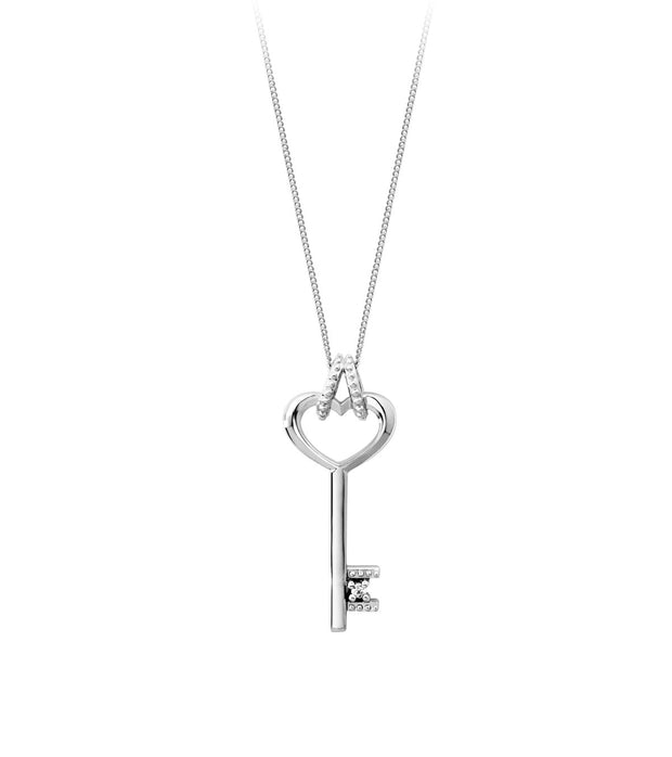 10K White Gold 0.01ctw Fancy Diamond Key Necklace