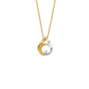 2-Tone Mother and Child Heart Necklace With A Diamond