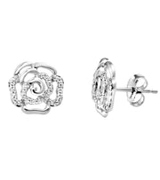 10k White Gold Rose Diamond Stud Earrings