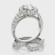 Flashy Round Brilliant Cut Halo Diamond Engagement Ring(  1.33 CTW)