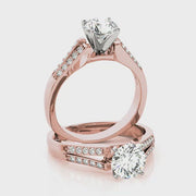 Four Prongs Peg Head Round Brilliant Cut Diamond Engagement Ring(  0.68 CTW)
