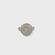 10k white gold 1.00ctw round halo cluster diamond ring