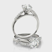 14K White Gold 0.60 Ct. Tw. 4-Prong Solitaire Round Brilliant Cut Diamond Engagement Ring( 0.60 CTW)