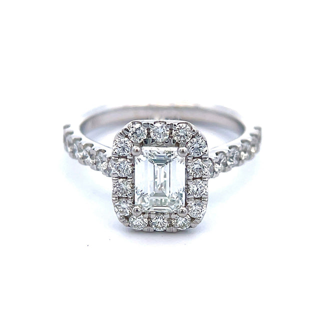 Custom Made 1ct Lab Emerald Diamond in a Halo Setting
