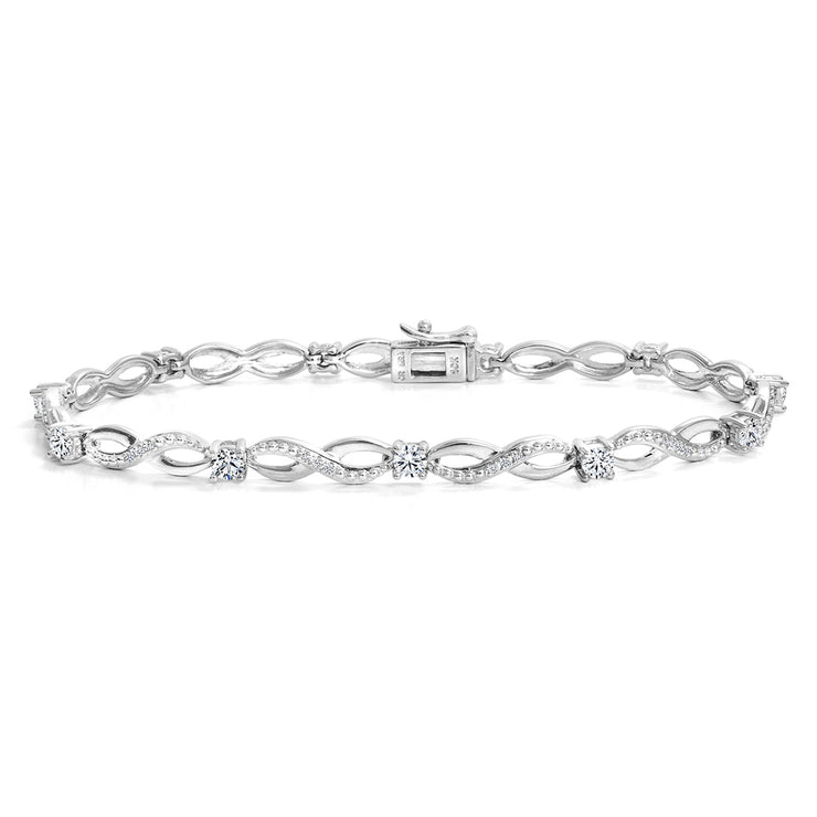 CR-B52530 - 10K White Gold 1.21ctw Canadian Diamond Twisted Tennis Bracelet