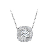 CR-P2580 - 10K White Gold Canadian Diamond Cushion Halo  Pendant
