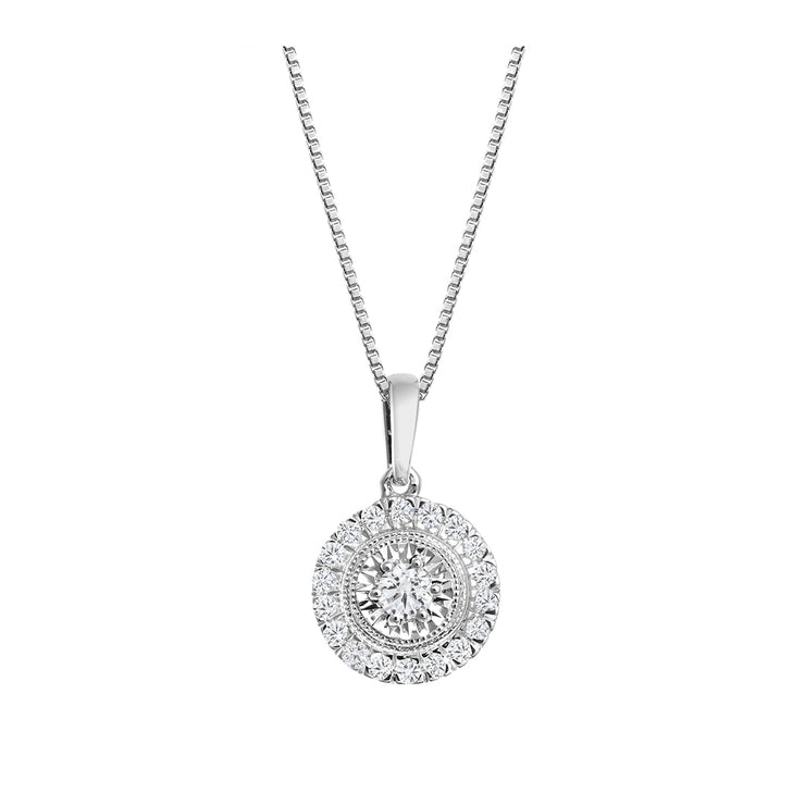 CR-P6514 - White Gold Canadian Diamond Illusion Setting Pendant