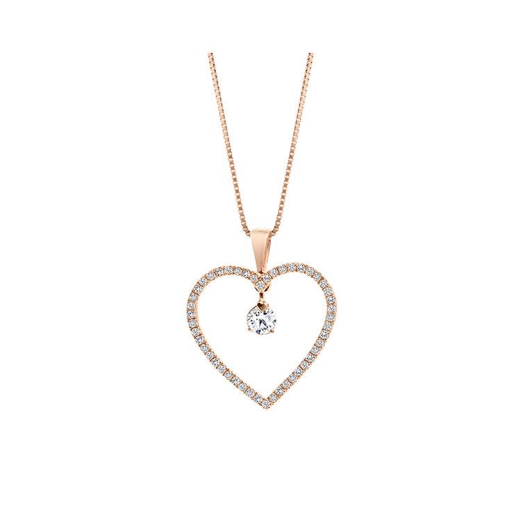 CR-P7189 - 10K Rose Gold Canadian Diamond  Heart Pendant