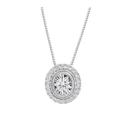 CR-P7393 - 10K White Gold Canadian Diamond Oval Vintage-Inspired Pendant