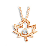 10K Rose Gold Canadian Diamond Maple Leaf Pendant