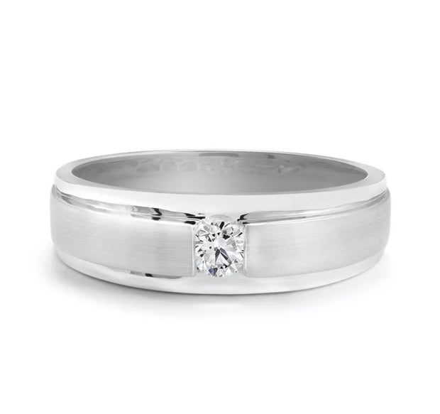 Men's10k White Gold 0.20ctw Canadian Diamond Wedding Ring