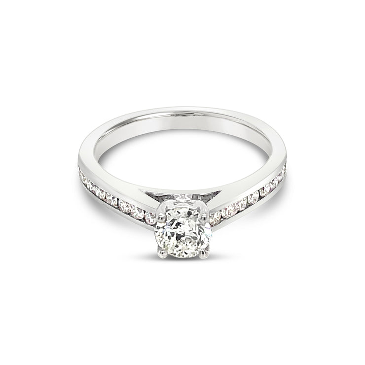 Classic Solitaire Channel-Set Side-Diamond Engagement Ring