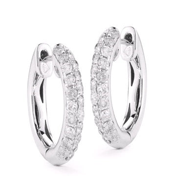 Pave Set Huggies Made In 14K White Gold