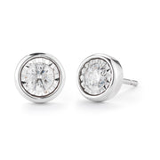 Bezel Set Studs Made In 14K White Gold