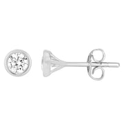 Bezel Martini Set Fancy stud earrings Made In 14K White Gold