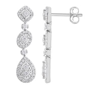 14K White Gold 0.75ctw Multi-shape Drop Earrings