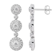 14K White Gold 1.25ctw Fashion Trinity Halo Drop Earrings