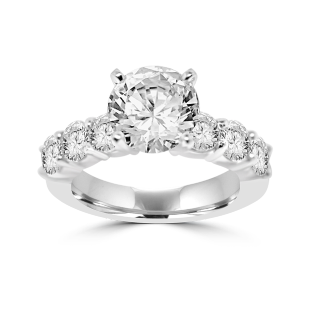 2.40ct Custom Made Round Solitaire With 6 Accent Diamonds Engagement Ring