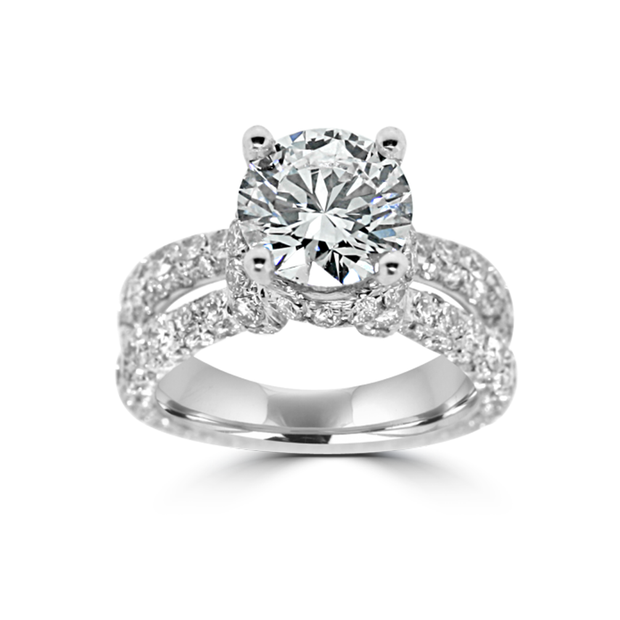 2.11Ct Round  Solitaire Custom-design Hidden Halo Diamond Engagement ring