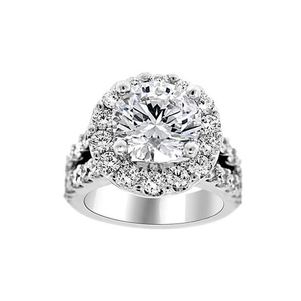 Fancy 4.48ctw custom-made Giant Round Halo Diamond Engagement Ring