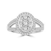 1.50ctw Fancy Oval Multi-Stone Engagement Ring with Split Shank Diamonds