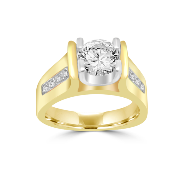 1.32ctw Custom-made Solitaire Wide Band Diamond Engagement ring