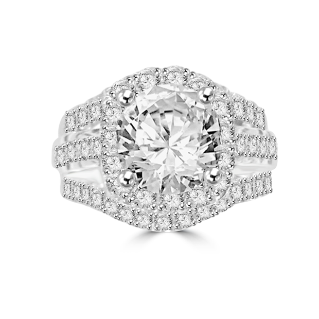 3.01Ct Round Center Cushion Halo Custom-Made Diamond Engagement Ring