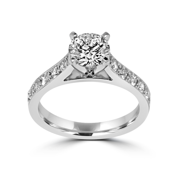 1.20ct Custom-Made Solitaire Side Diamond Engagement Ring