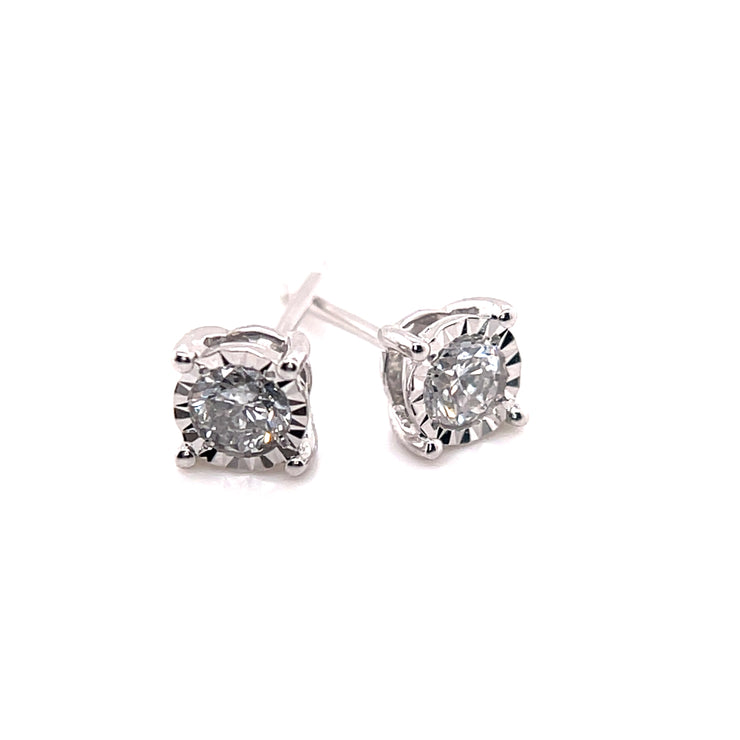 Four Prong Studs Made In 14K White Gold