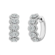 14k White Gold Diamond Opulence Cluster Hoop Earrings