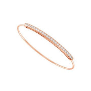 14K White Gold 1.00 Ct. Tw. Diamond Curved Bar Bangle Bracelet