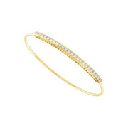 14K White Gold 1.00 Ct. Tw. Diamond Curved Bar Bangle Bracelet