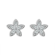 14k White Gold 1.50 Ct. Tw. Cluster Diamond Floral Stud Earrings