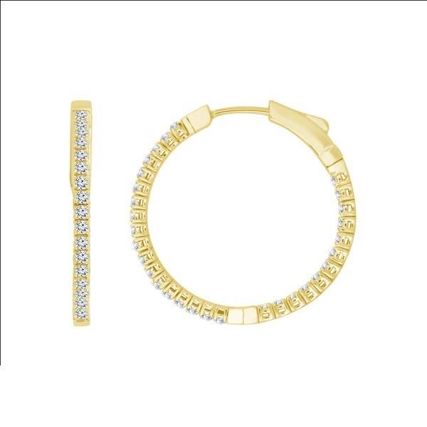 14K White Gold 0.90 Ct. Tw. Diamond Inside-Outside Hoop Earrings