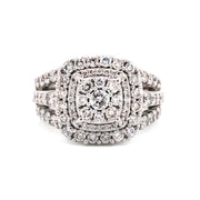 10K W/G 2.00 CTW Double Halo Cluster 3 Row Diamond Ring