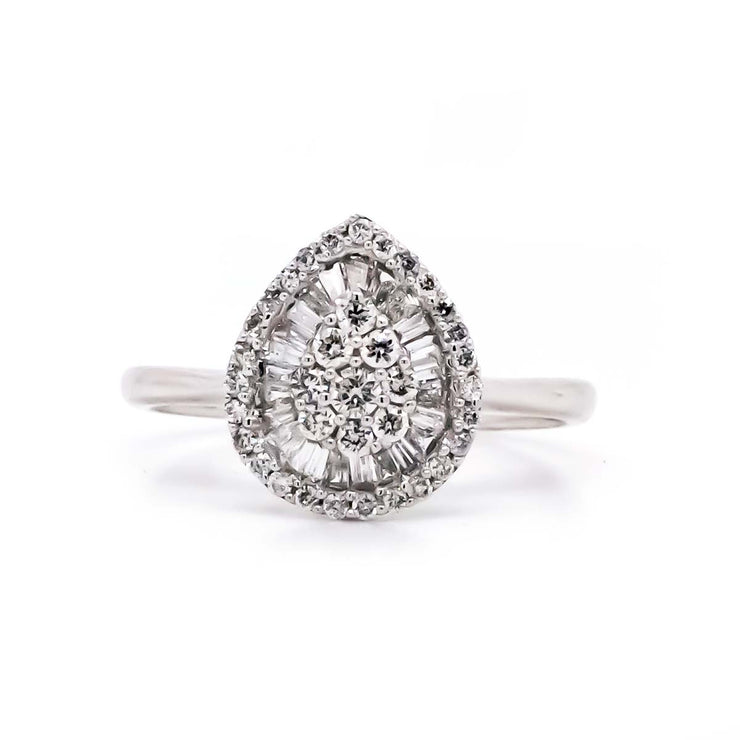 18K W/G 0.40 CTW Pear Shaped Cluster Ring