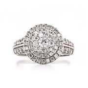 1.00 CTW W/G Double Halo Cluster Diamond Ring