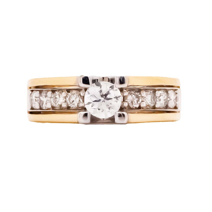 14K 1.00 CTW Two-Tone Round Brilliant Diamond Engagement Ring
