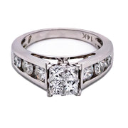 2.00 CTW Princess-Cut Quad Diamond Engagement Ring