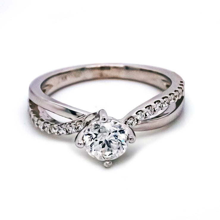 18K W/G 0.84 CTW Diamond Twisted Engagement Ring