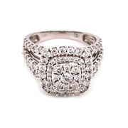 10K W/G 2.00 CTW Double Halo Cluster 3 Row Diamond Ring