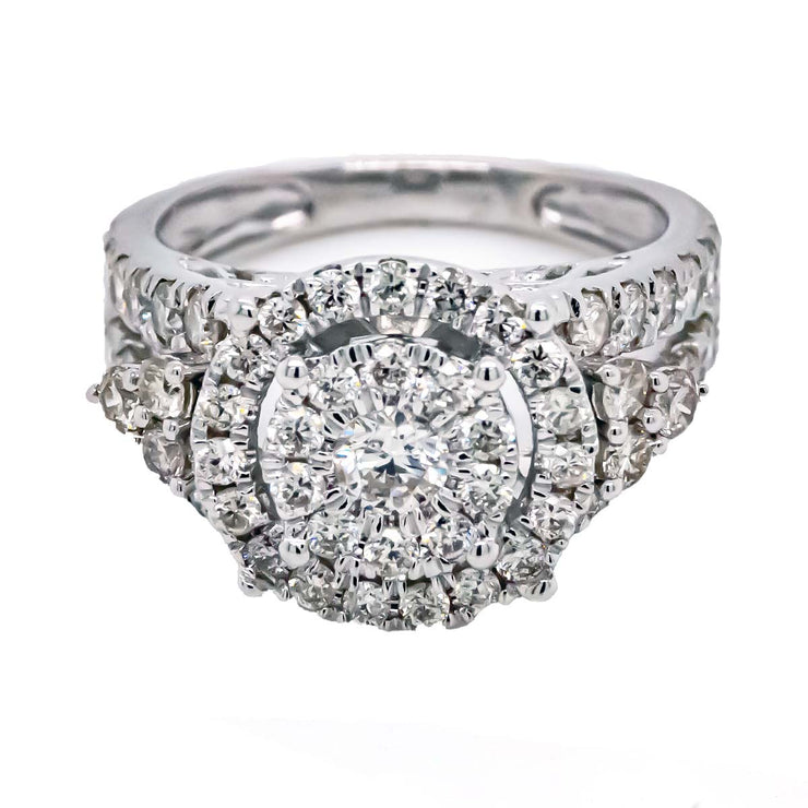 2.00 CTW Cluster Halo Diamond Engagement Ring