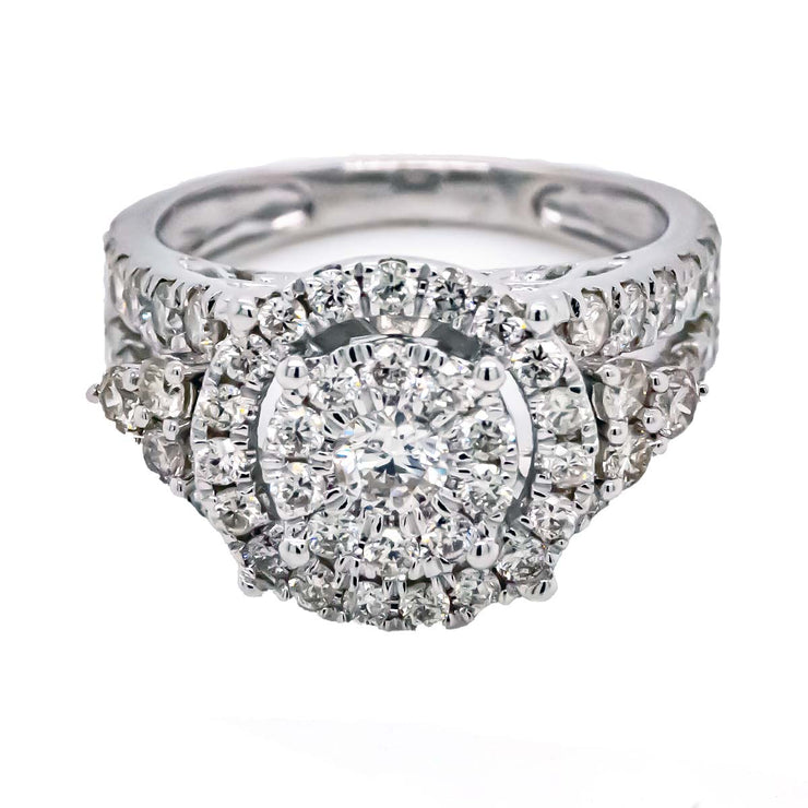 2.00 CTW Cluster Halo Diamond Engagement Ring