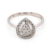 18K W/G 0.40 CTW Pear Shaped Cluster Ring