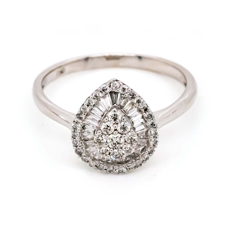 18K W/G 0.40 CTW Pear Shaped Cluster Ring