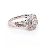 1.00 CTW W/G Double Halo Cluster Diamond Ring