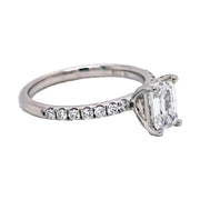 14K White Gold Pave Side Stone Engagement Diamond Ring